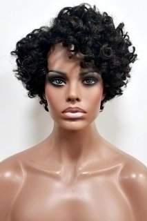 MD-SLF-FLORA: SWISS LACE FRONT SIDE PART SHORT NATURAL CURL WIG