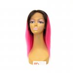 FA-FANCY T1B-PINK-14": 100% VIRGIN HUMAN HAIR LACE FRONT WIG