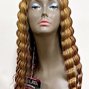 MD-SXLF-HEDY: HUMAN HAIR BLENDED SWISS LACE FRONT SOFT CRIMP WAVE CENTER PART WIG